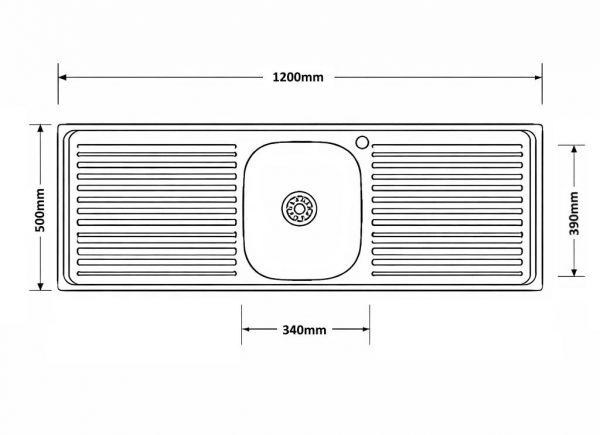1200-double-drainer-line-drawing.jpg ViandPro 1200mm double drainer kitchen sink technical dimensions