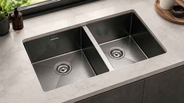 2-bowl-gun-metal-undermount-sink-lifestyle-image.jpg Nexa 2.0 Bowl Undermount Kitchen Sink 758 x 460mm – Gun Metal