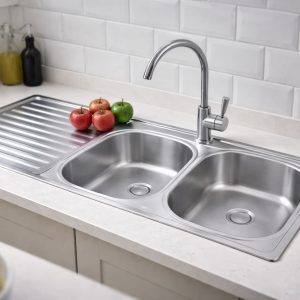 ViandPro 1200mm stainless steel kitchen sink installed in a commercial kitchen