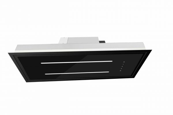 Aria Flush Fit Ceiling Hood 90×30 – With WiFi App Control – Black – Fits Between Joists – Ducted or Recirculated