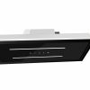 Centered horizontal controls on black glass hood Aria 90 x 30cm Ceiling Cooker Hood - Black