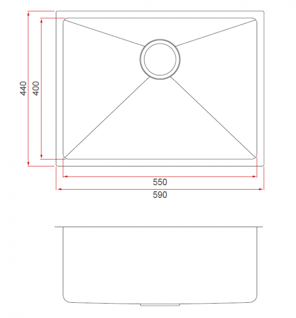 ViandPro 590 x 440mm undermount kitchen sink dimensions