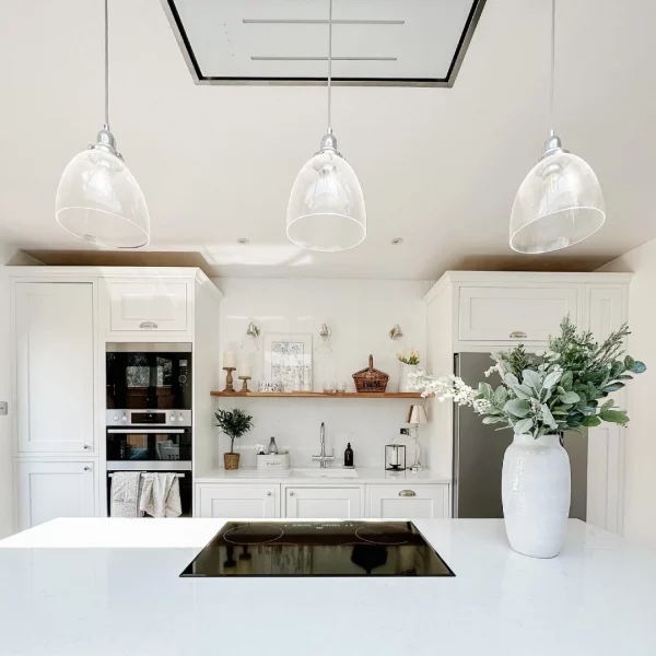 ViandPro Aria flush-fit ceiling cooker hood in a contemporary London kitchen