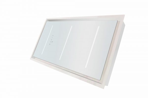 ViandPro Opus white ceiling cooker hood side view