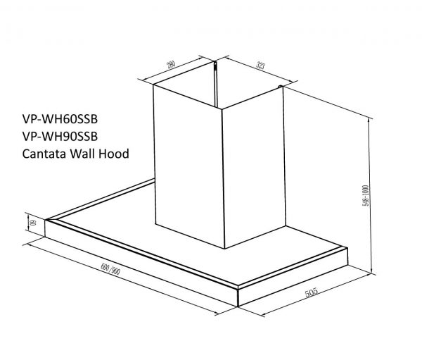 ViandPro Cantata wall cooker hood range in 60 and 90cm widths