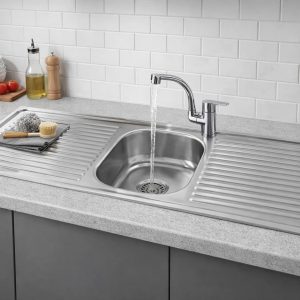 ViandPro 1500mm double drainer stainless steel sink installed in a kitchen
