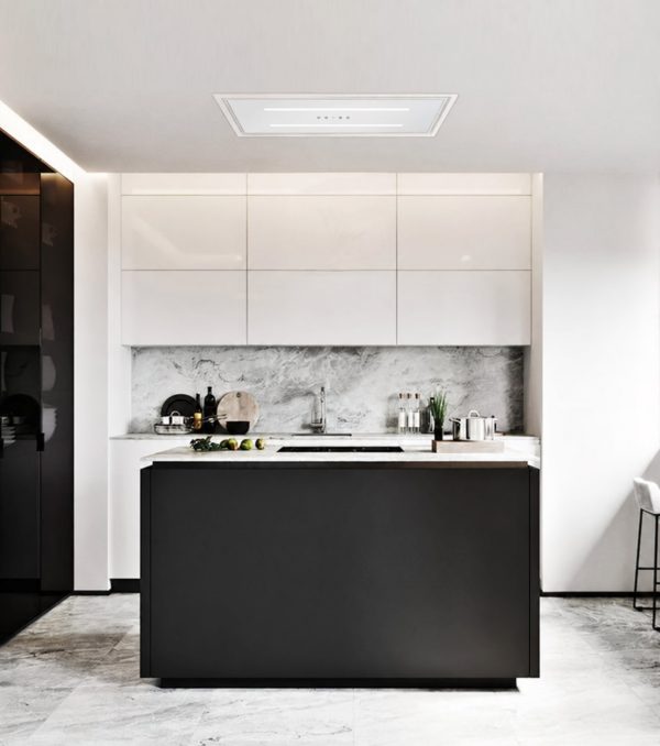 Aria 90 x 30cm Ceiling Cooker Hood - White