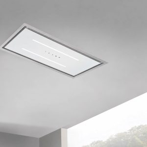 Aria 90 x 30cm Ceiling Cooker Hood - White & Stainless Steel