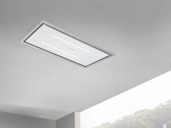 Aria 90 x 30cm Ceiling Cooker Hood - White & Stainless Steel