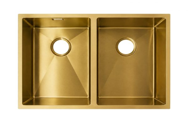 brushed brass gold viandpro undermount double bowl sink